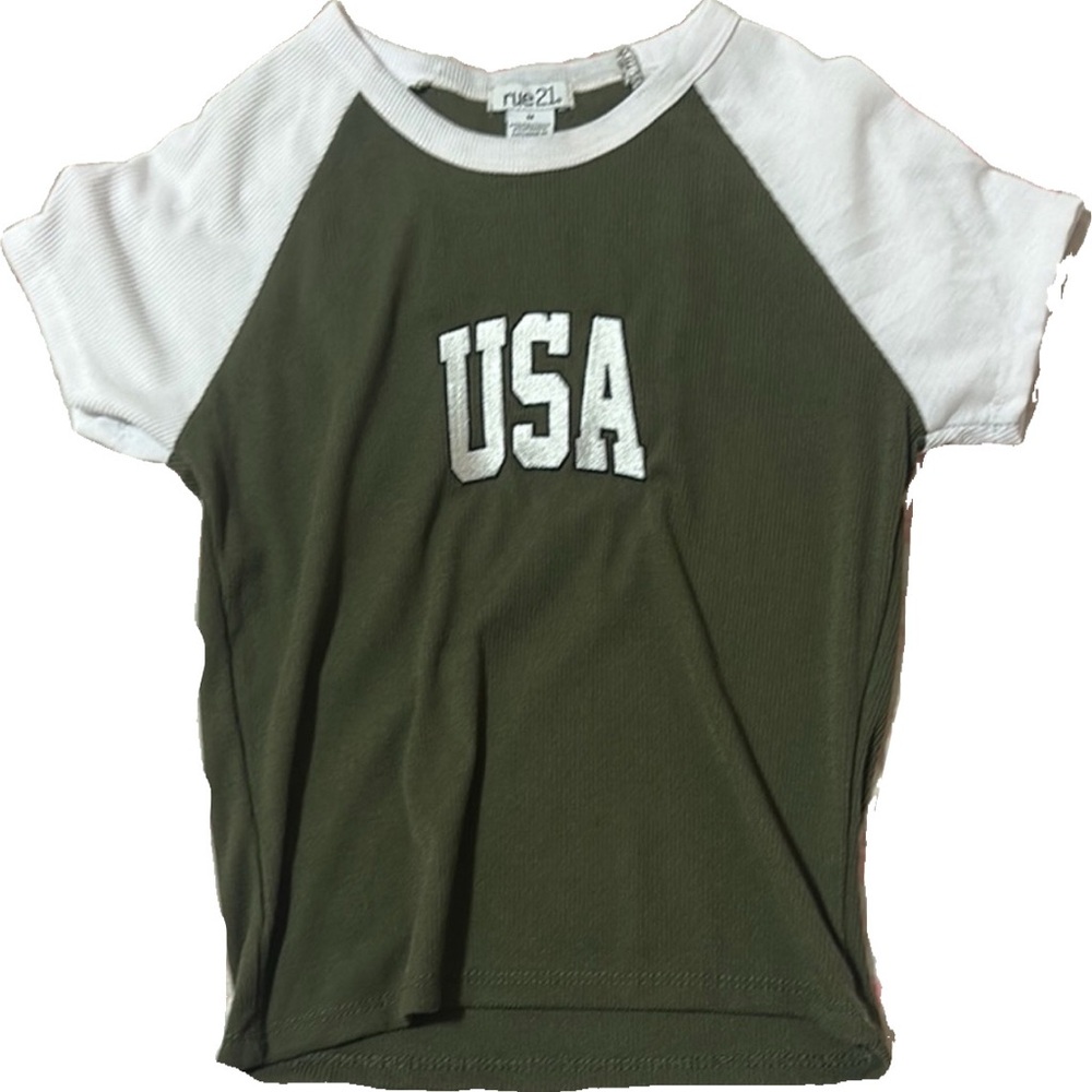 Rue21 Green and White Short Sleeve Tees